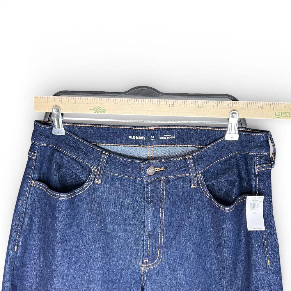 NWT Old Navy Women's 14 Tall High-Waisted Wow Loose Jeans Blue Stretch Denim - Picture 3 of 6